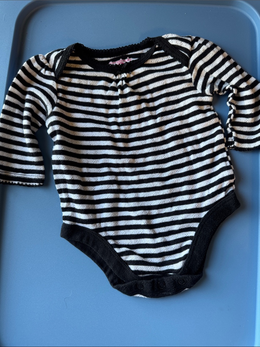 Black and White Striped Long-Sleeve Baby One-Piece